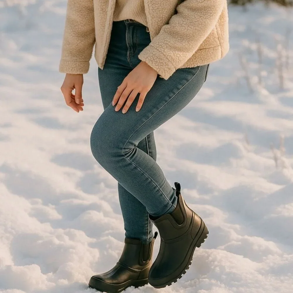 Chooka 6 Snow Boots Winter Duck Chelsea Faux Fur Shoes Waterproof Ankle Rainboot